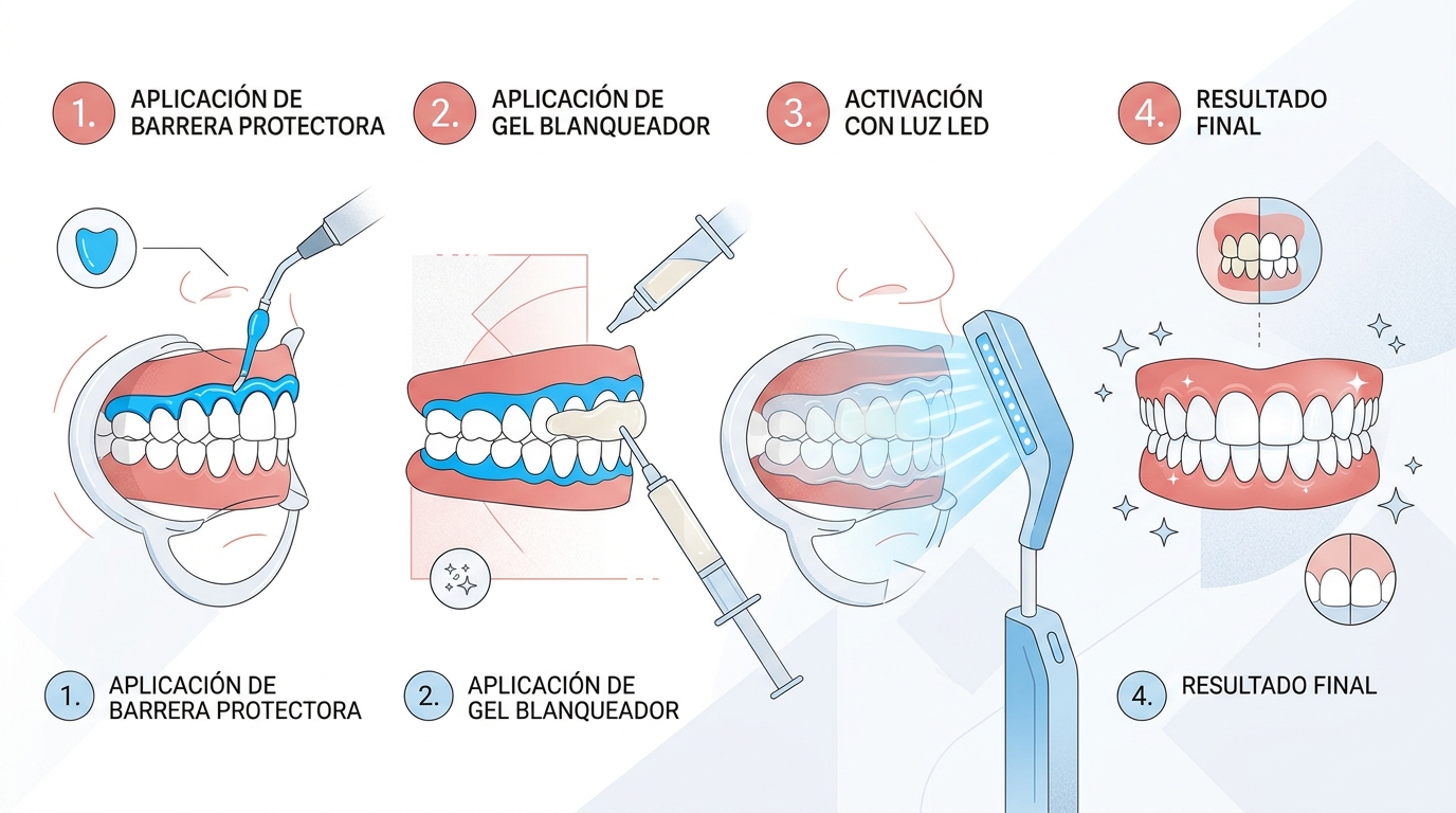 Teeth Whitening: Complete Guide to a Whiter Smile Clinical teeth whitening process with whitening gel and activating light in a professional dental office.